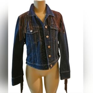 Custom Fringe Denim Jacket | One Of A Kind Western Boho Statement Pc Sz. Small